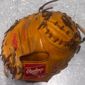 Brown Adult Rawlings Heart of the Hide RH Catcher's Baseball Glove 33" (Used)