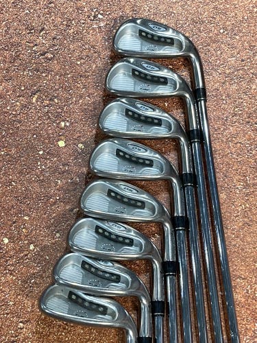 Used Men's TaylorMade Rac OS Right Handed Iron Set | 3i - 9i, PW | R Flex | 95 Gram Steel Shafts