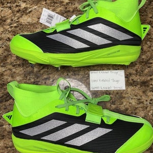 Men's 11 Adidas Adizero Edge + METAL Solar Green/Black Baseball Cleats JS4119