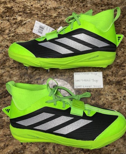 Men's 11 Adidas Adizero Edge + METAL Solar Green/Black Baseball Cleats JS4119