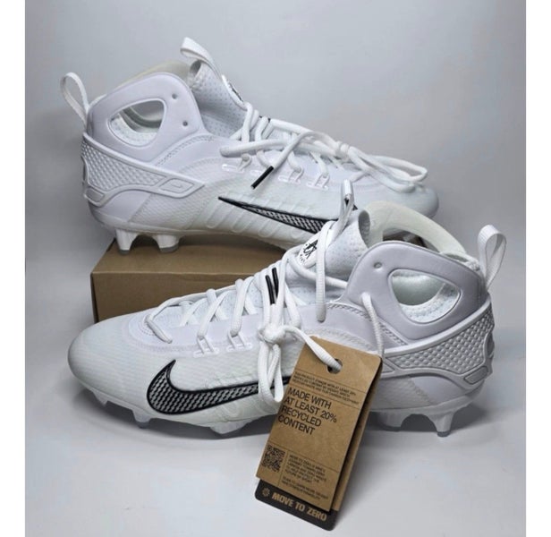 *New* Men Size 7.5 Nike Huarache 9 Elite Mid LAX Lacrosse Cleats White FD0088-101