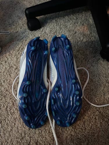 White and Blue Women's Size M 7.0 (W 8.0) Under Armour Mid Top Women's Glory 2 MC Turf Cleats (Used)