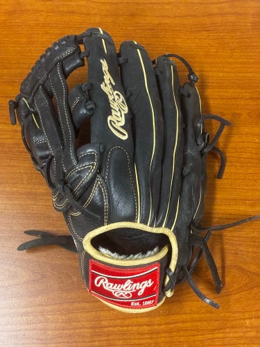 Black Rawlings Gold Glove Elite LH Outfield Baseball Glove 12.75" (Used)