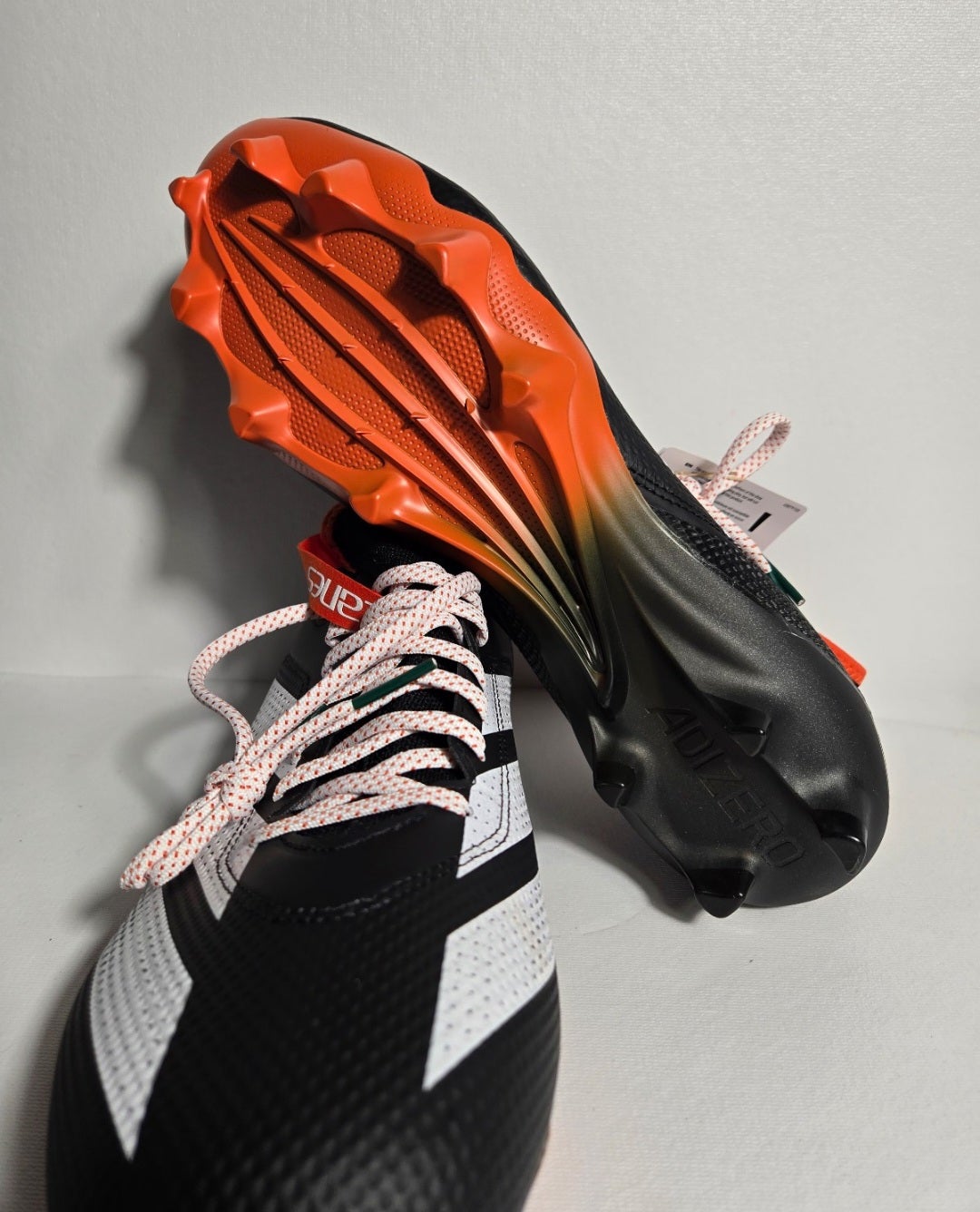 2024 Adidas Adizero Electric Miami Hurricanes PE Football Cleats JQ6515 Men\'s 15 Adidas Adizero Electric  main image 3