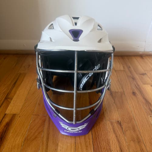 Cascade Lacrosse Helmet White/Purple Adult RM One Size Fits Most Black Chin Strap Silver Mask