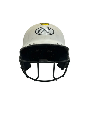 Used Rawlings MACH Batting Helmet w/Mask White One Size 11692-S000148244