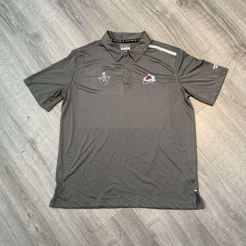 New Grey Fanatics Colorado Avalanche 2020 Stanley Cup Playoffs Men’s Large Golf Polo
