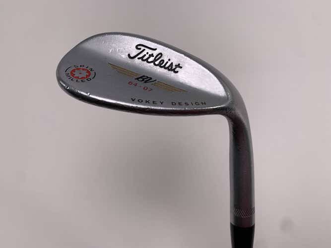 Titleist Vokey Spin Milled Chrome 2009 Lob Wedge LW 64* 7 Wedge Steel Mens RH