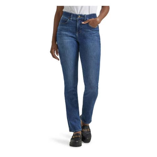 Lee Ultra Lux Jeans Women's 6 Blue Denim Medium Wash Straight Leg Zip Fly NLW373