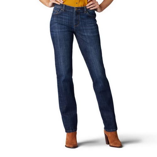 Lee Jeans Women's 6 Blue Denim Mid Rise Straight Leg 5-Pockets Zip Fly NLW370