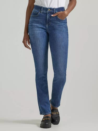 Lee Ultra Lux Jeans Women's 6P Colbalt Cotton Blend Mid Rise Straight Leg NLW179