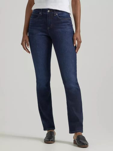Lee Ultra Lux Jeans Women's 4P Blue Denim Dark Wash Mid Rise Straight Leg NLW177