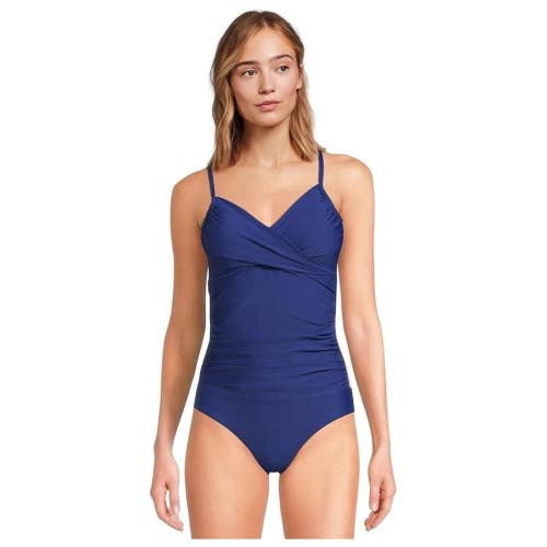 Sunsets Simone Tankini Women's S Indigo Nylon Stretch Cross Back Swimwear FLW245