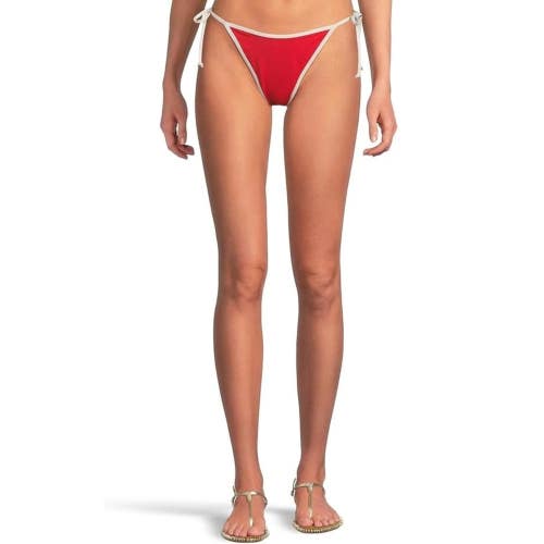 L*Space Levy Bikini Bottom Women's Medium Flame Cream Stretch Side Tie FLW216