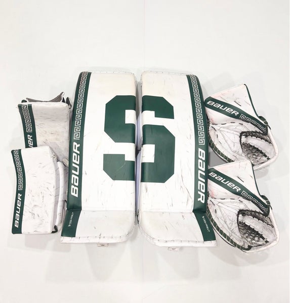 Bauer Supreme Shadow (pads) and Vapor (gloves/blockers) Full Set - Large (35+1”) - White and Green