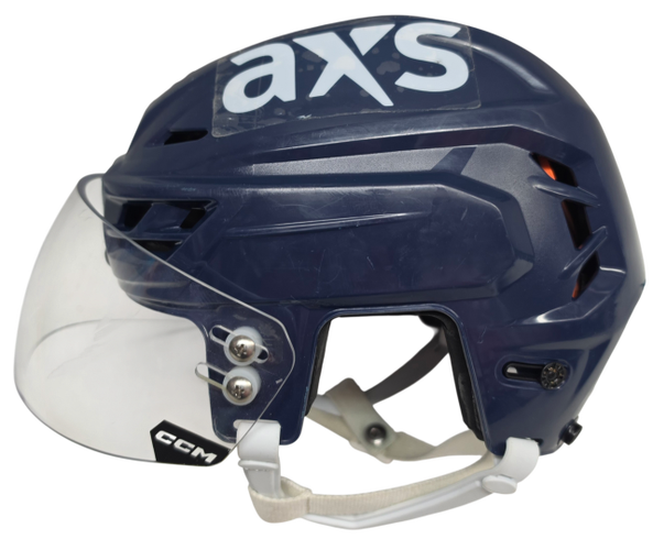 CCM TACKS 710 PRO STOCK HOCKEY HELMET SMALL NAVY WOLFPACK USED AHL #59 (15532)