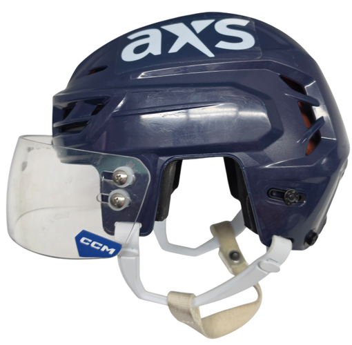 CCM TACKS 710 PRO STOCK HOCKEY HELMET SMALL NAVY WOLFPACK USED AHL #78 (15533)