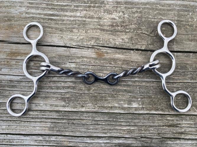5" Western Jr. Cowhorse  snaffle bit SS w/twisted dog bone SI mouth