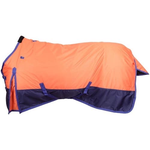1000d  74" orange w/navy Showman basic heavy weight waterproof turnout blanket