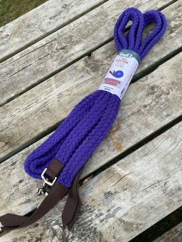 Purple flat braided cotton Western split reins w/snap ends 7 ft X 1"