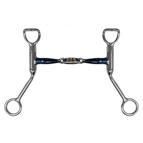 5"  Western shanked snaffle bit w/double jointed sweet iron lozenge mouth