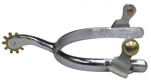 Chrome plated Ladies'  Western  Spurs w/brass 10 pt rowel, free swinging buttons
