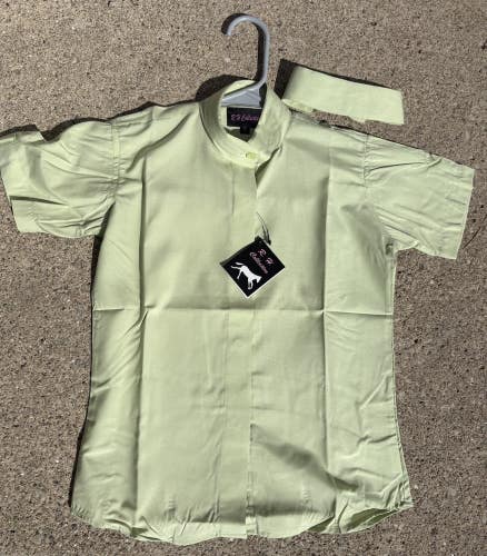Child‘s Size 8 Olive Green Short Sleeve Girls Riding Shirt RH Collection