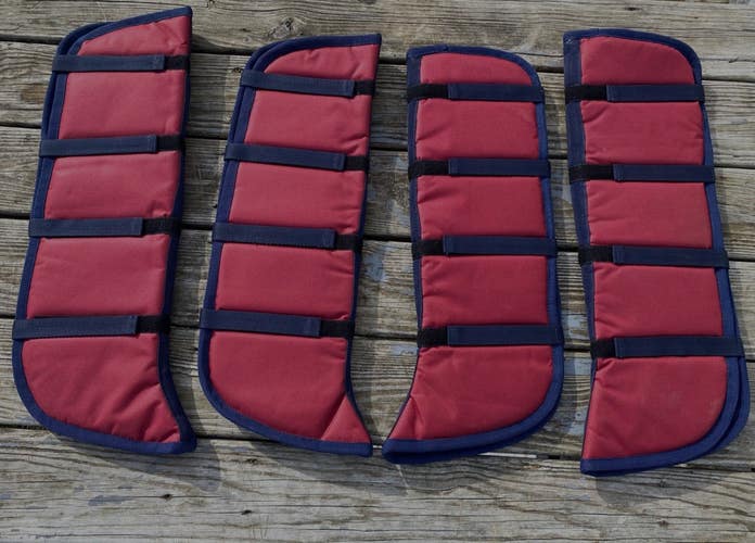 Red cordura nylon tall shipping boots horse size set of four