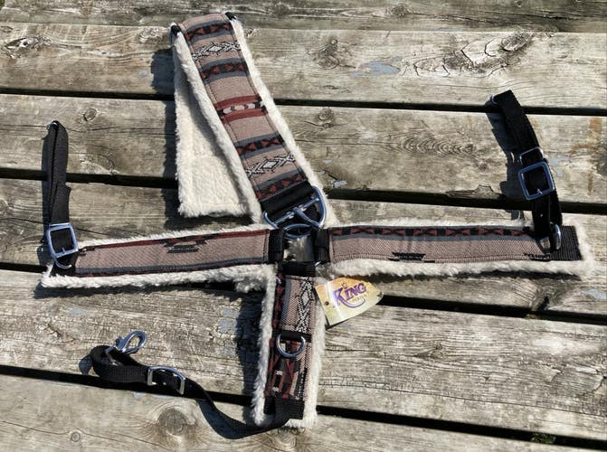 Cob small horse Navajo/Southwest fleece lined nylon breast collar & cinch set