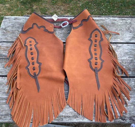Medium Rocking Y full grain leather Western chinks / chaps US made