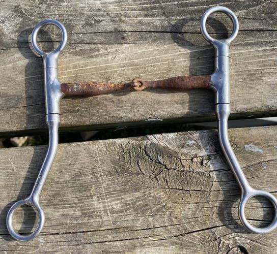 Used stainless 5" Western  Bit Master shanked snaffle bit with SI mouth US made