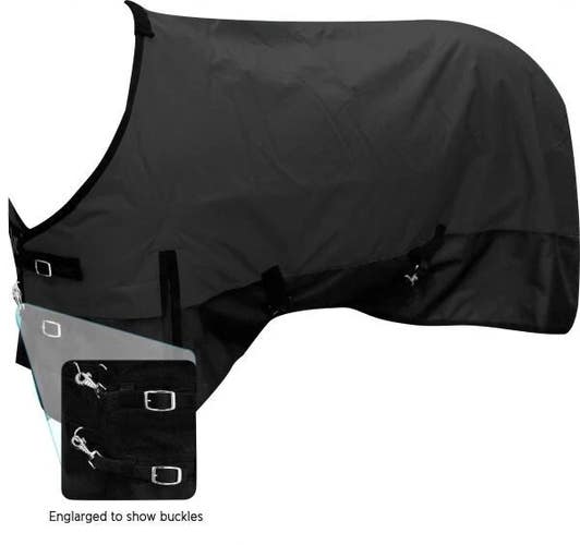 1200d 70" black Showman heavyweight waterproof horse turnout blanket w/snaps