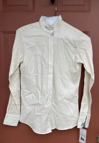 RJ Classics Sterling Collection womens Show Shirt Cream size 32 w/ two collars