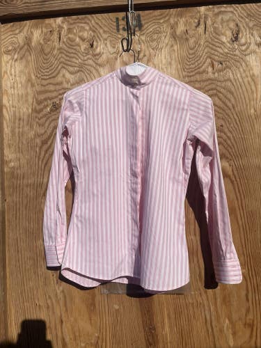 Girl's 16 /XL Essex Classics Coolmax Show Shirt  pink striped