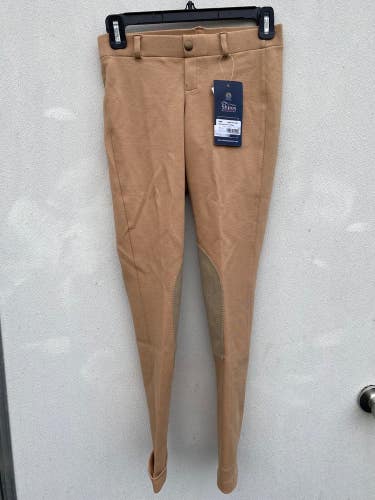 Child sz 10 Shires Essentials low-rise tan pull-on jodhpurs/ riding breeches