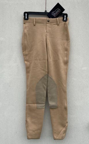 26 sz Light Tan Shires Essentials low-rise tan pull-on jodhpurs/ riding breeches