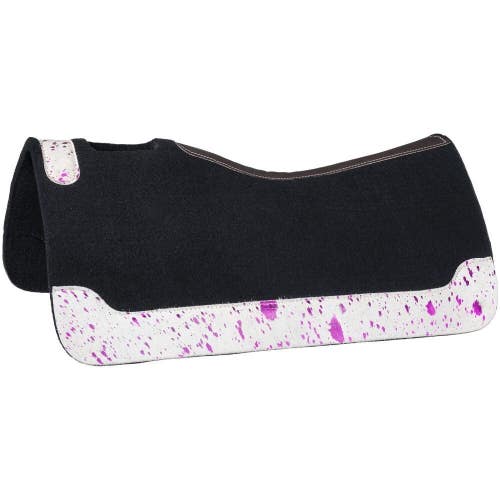 Tough 1 Black Metallic Cowhide Contour Felt Western Youth Saddle Pad 26" x 26"