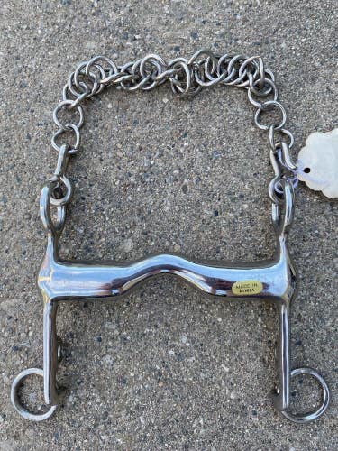 K Bits 5" Stainless low port /short shank English Weymouth bit w/curb chain