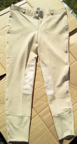 Ladies' Sz 34 Tan TuffRider LowRise Pull On Starter Riding Breeches
