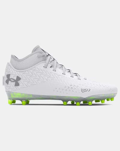 New men's 12 Under Armour Spotlight 4 MC white/silver 3028705-100 football/lacrosse cleats