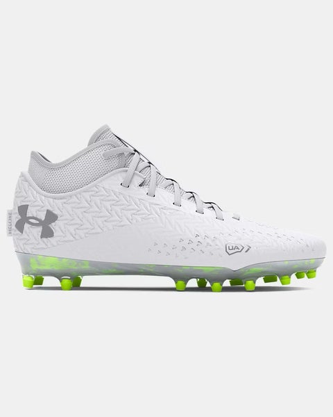 New men's 12 Under Armour Spotlight 4 MC white/silver 3028705-100 football/lacrosse cleats
