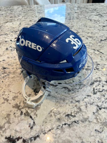 Pro Stock Small Blue CCM Vector V08 Helmet with Bauer Visor Toronto Maple Leafs Mermis