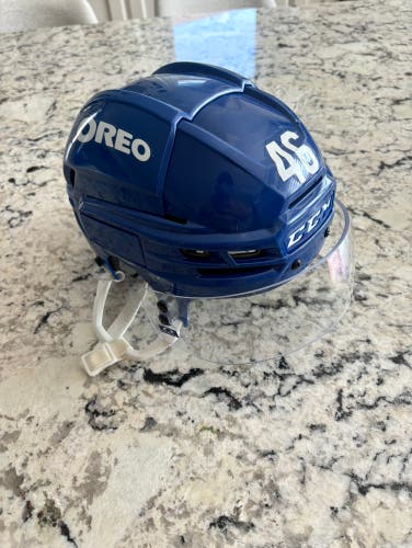 Pro Stock Small Blue CCM Tacks 910 Helmet with Oakley Visor Toronto Maple Leafs Steeves