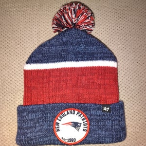 Men's One Size Fits Most 47' Brand New England Patriots Holcomb Knit Hat (New)