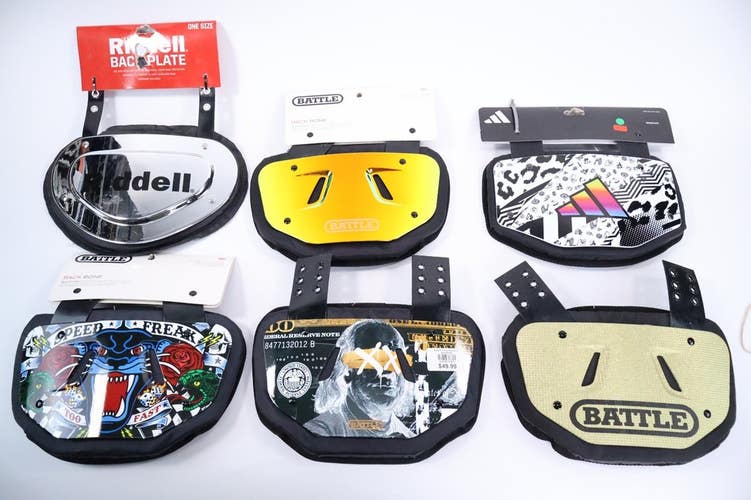 Lot Of 6 Adult Football Back Plate Battle / Riddell / Adidas / NEW READ INV#205