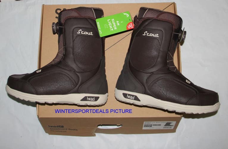 NEW HEAD SCOUT brown BOA men's snowboard boots pick size from drop down menu