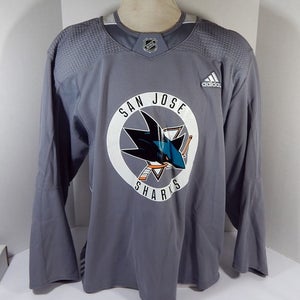 Adidas Authentic San Jose Sharks Team Used Practice Jersey, Grey size 58