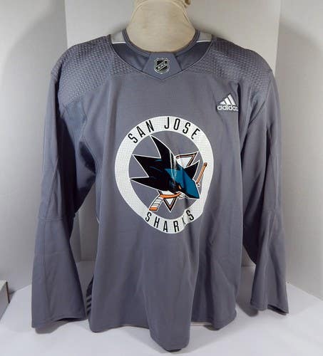 Adidas Authentic San Jose Sharks Team Used Practice Jersey, Grey size 58