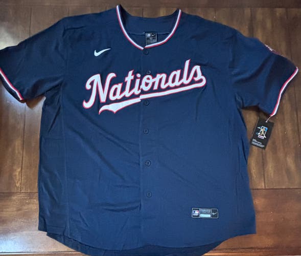 Washington Nationals Blue Alternate Home Baseball Jersey, Size Large (52) NWT