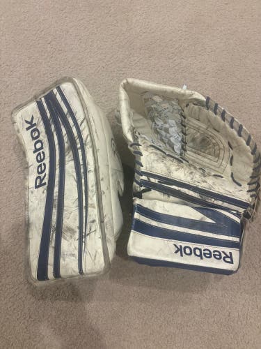 Reebok Junior 14K Regular (Used) Goalie Glove and Blocker Set